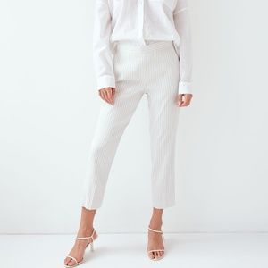 NWOT Aritzia Babaton Conan Linen Pants, Cropped, Stripped Dress Pant, classic